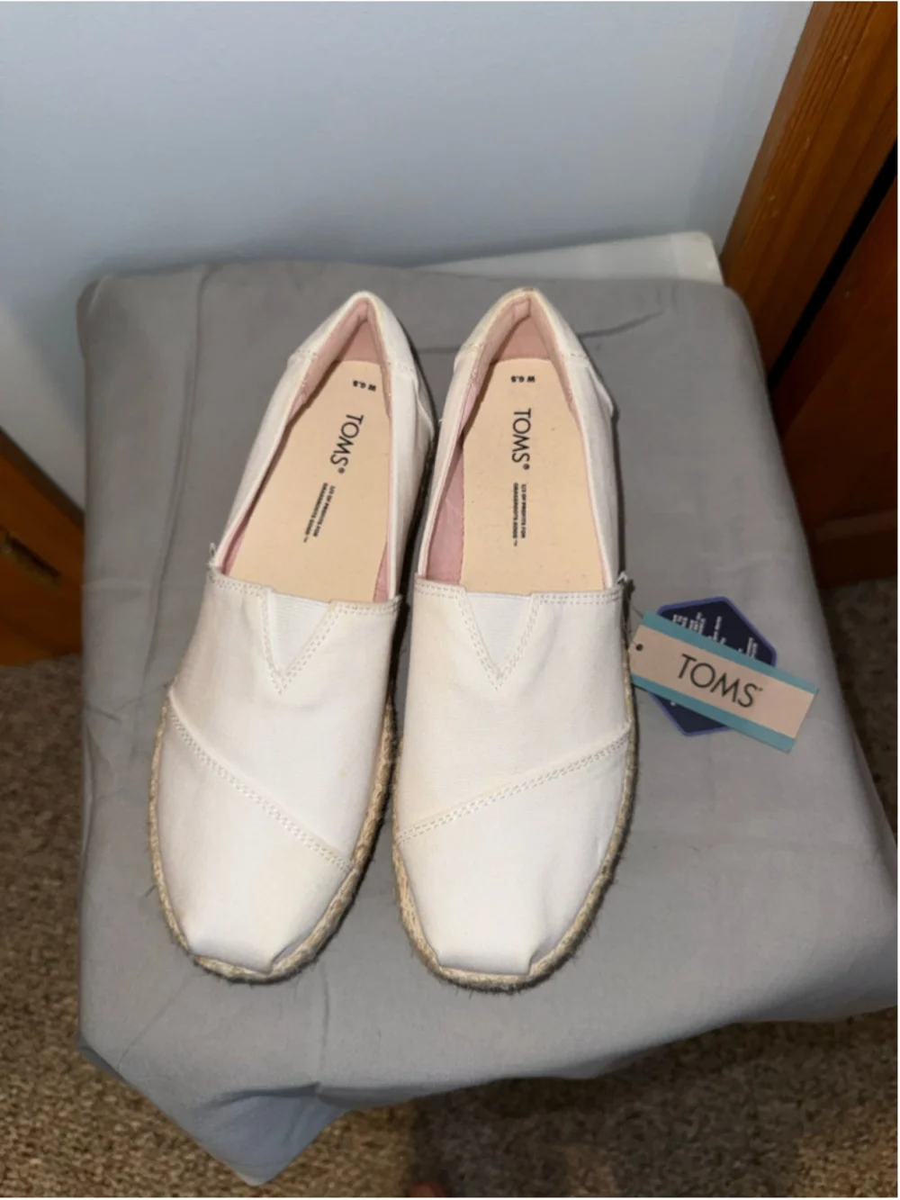 Women's TOMS Alpargata Platform Espadrilles Size 6.5 White Multicolor